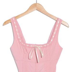 NEW BLU PEPER Front Tie Lace Corset Tank MEDIUM PINK -S